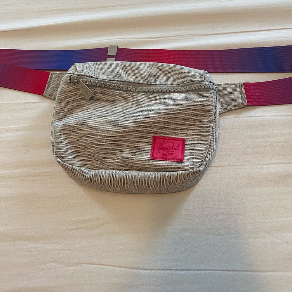 Herschel Supply Company Gray Crossbody Bag with Pink Accents
